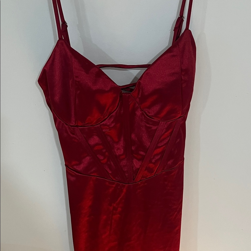 Windsor Red Satin Midi Dress
